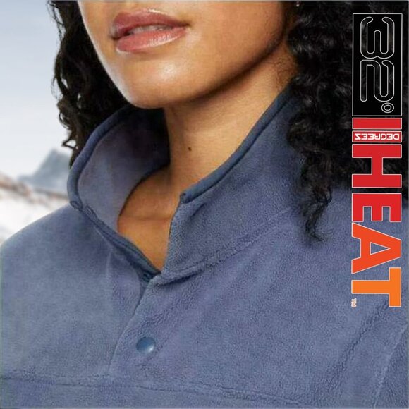 32 Degrees Heat | Button Snap Fleece Pullover | Blue | M | NWOT - Picture 3 of 3